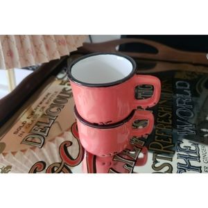 2/$15 - Pink Enamel Espresso Cup Pair